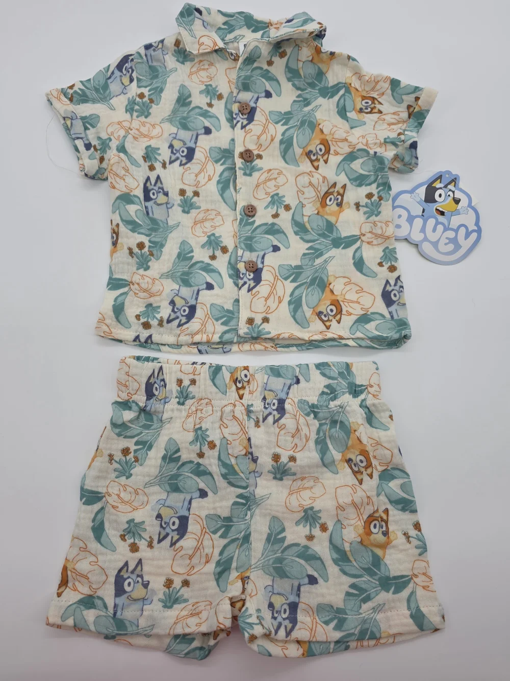 NWT Bluey Baby Boys 2 Piece Outfit Set Shirt Shorts 100% Cotton 3-6M